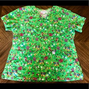 Peaches Uniform Nurse Medical Scrub Glitter Top